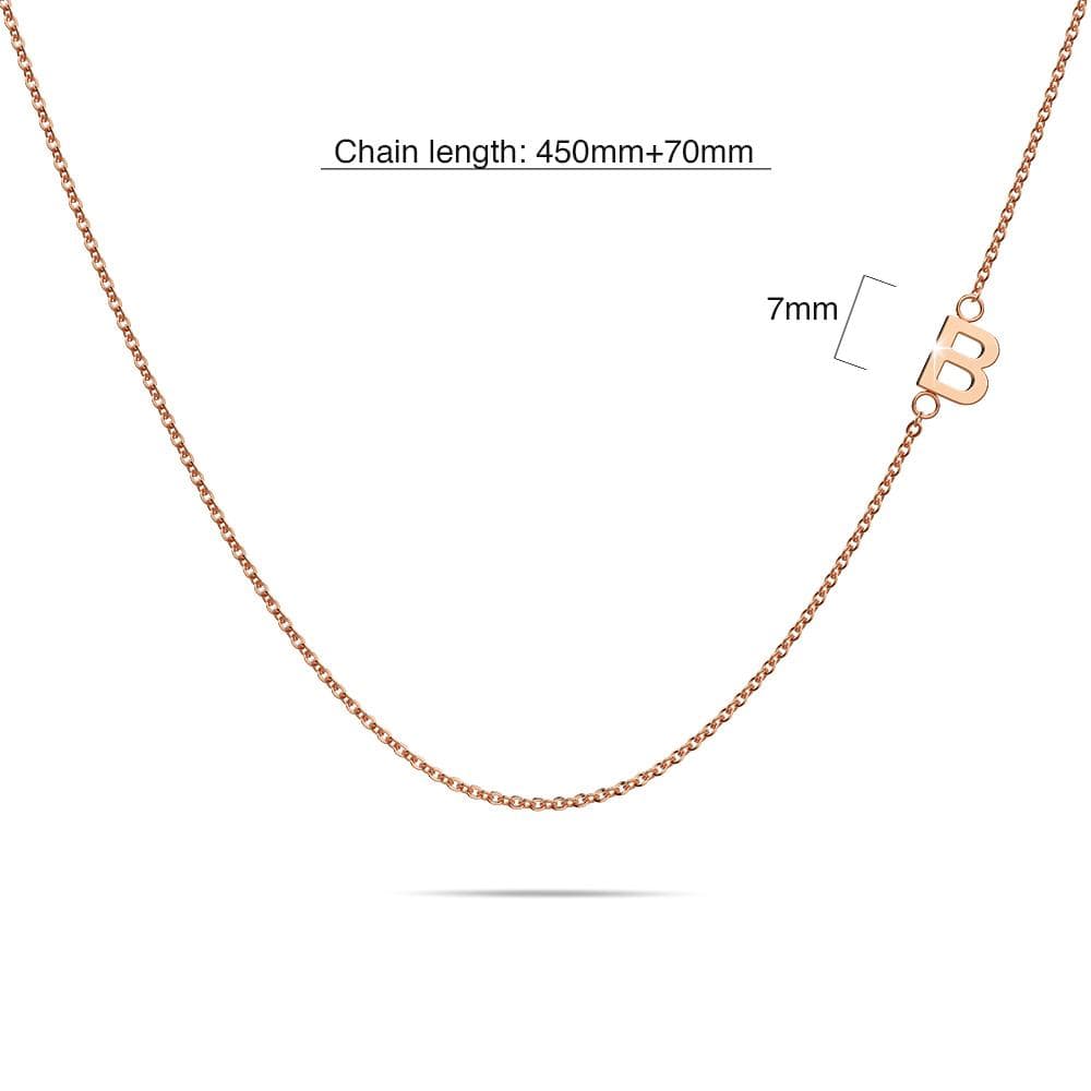 Bullion Gold Sparkling Alphabet Initials Stainless Steel Necklace in Rose Gold