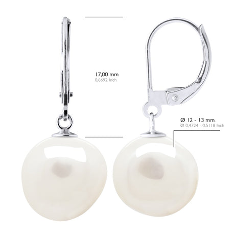 Earrings White Gold - Natural Pearl White - Longueur 42 cm