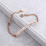 Bullion Gold Mother's Love Inscriptions Rose Gold Bar Bracelet
