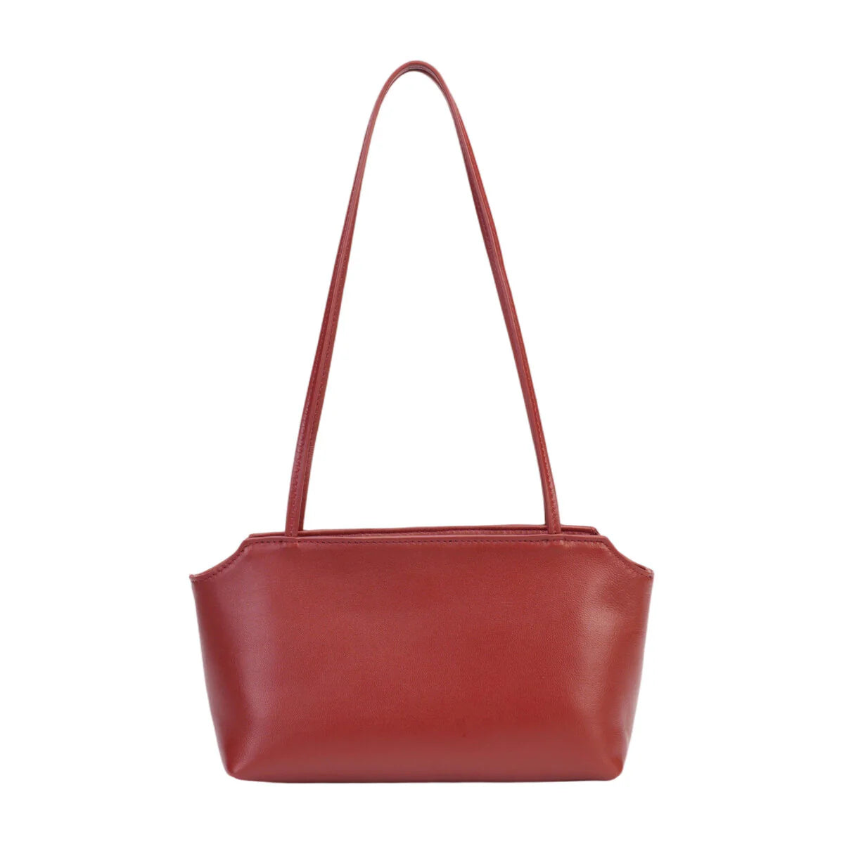 BAMEI Goatskin Leather Trapezoid Shoulder Bag - Red