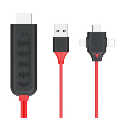 TODO 3 in 1 HDMI to Lightning Micro USB Type C Adapter Cable Charge iPhone Android AV TV