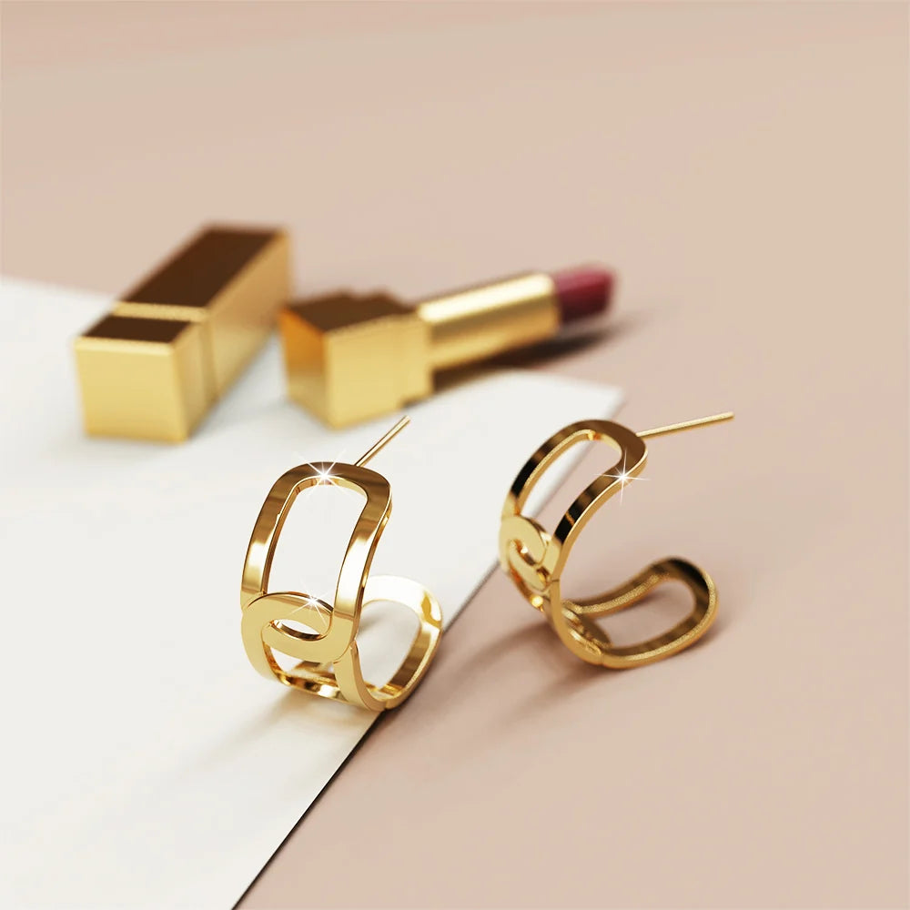 Bullion Gold Intercross Huggie Gold Layered Earrings