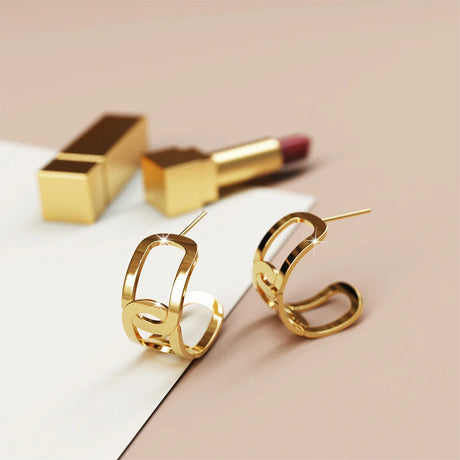Bullion Gold Intercross Huggie Gold Layered Earrings