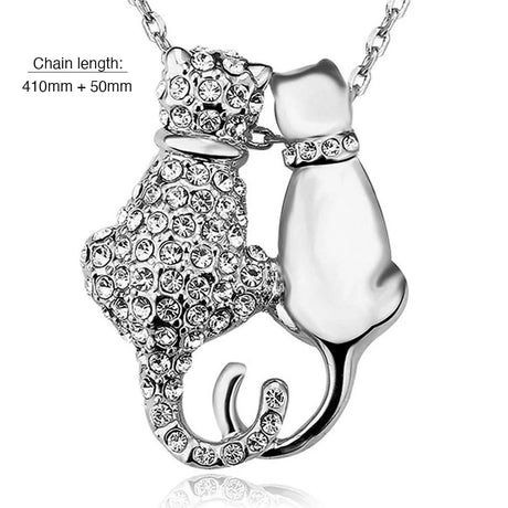 Tabby Boxed Lux White Gold Watch & Feline Necklace Set