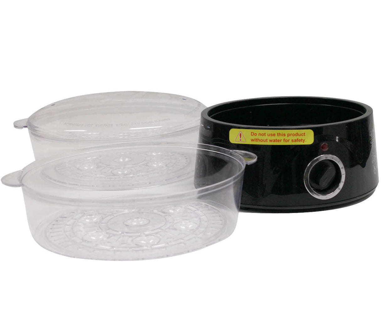 TODO 5L Steam Cooker Steamer 2 Tray 400W Power Dial Timer Healthy Stackable - Black