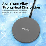 iQuick 15W Fast Charging Magnetic Wireless Aluminum Alloy Phone Charger Pad Charge - Black