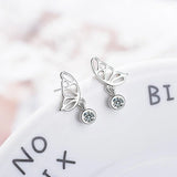 Butterfly Wings with Sparkling Zirconias Drop Earrings