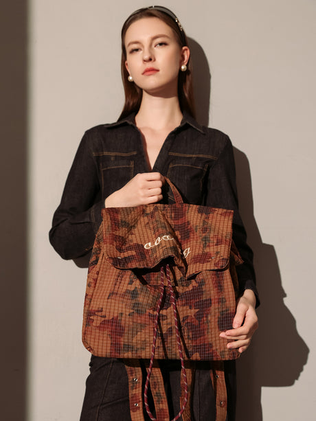 Earthy Camo Ripstop Backpack - Brown