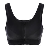 Full Length Zip Front Wireless Racerback Sports Bra - Black