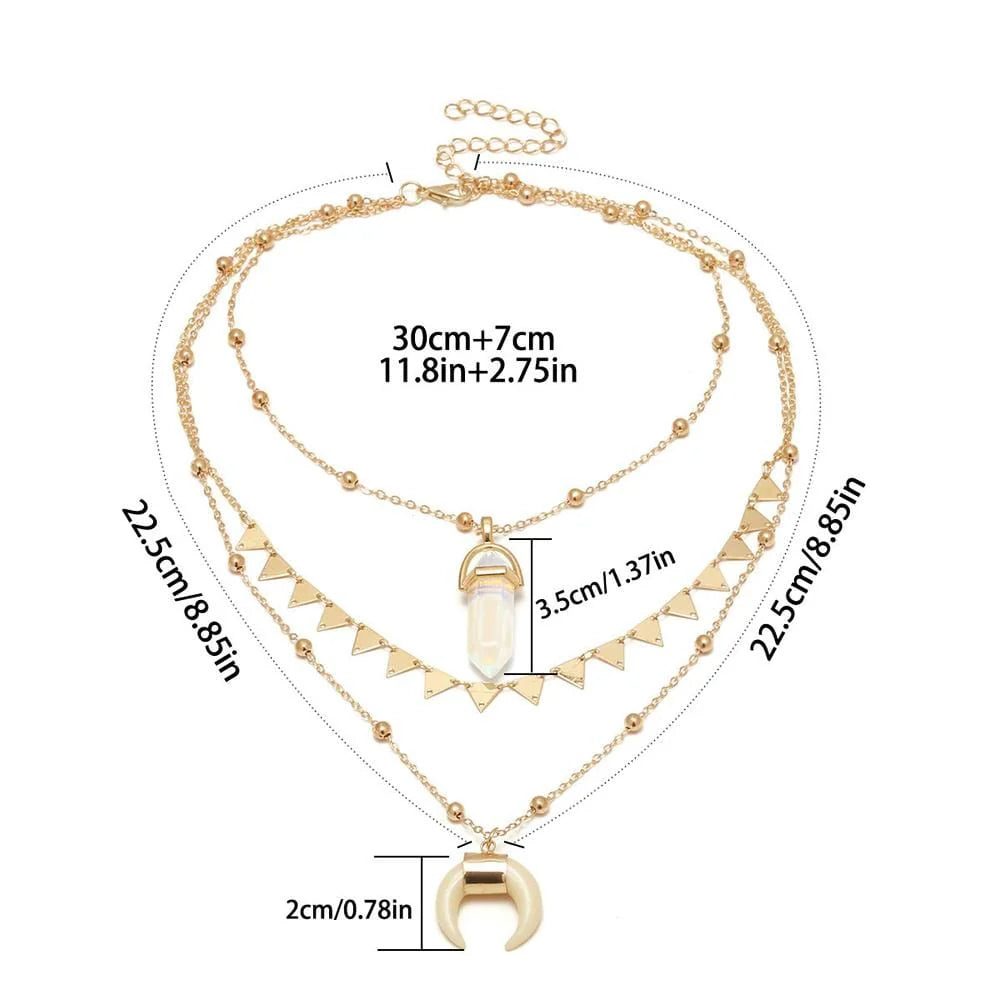 Multilayer 3 Piece Night Sky inspired Layering Gold Necklace