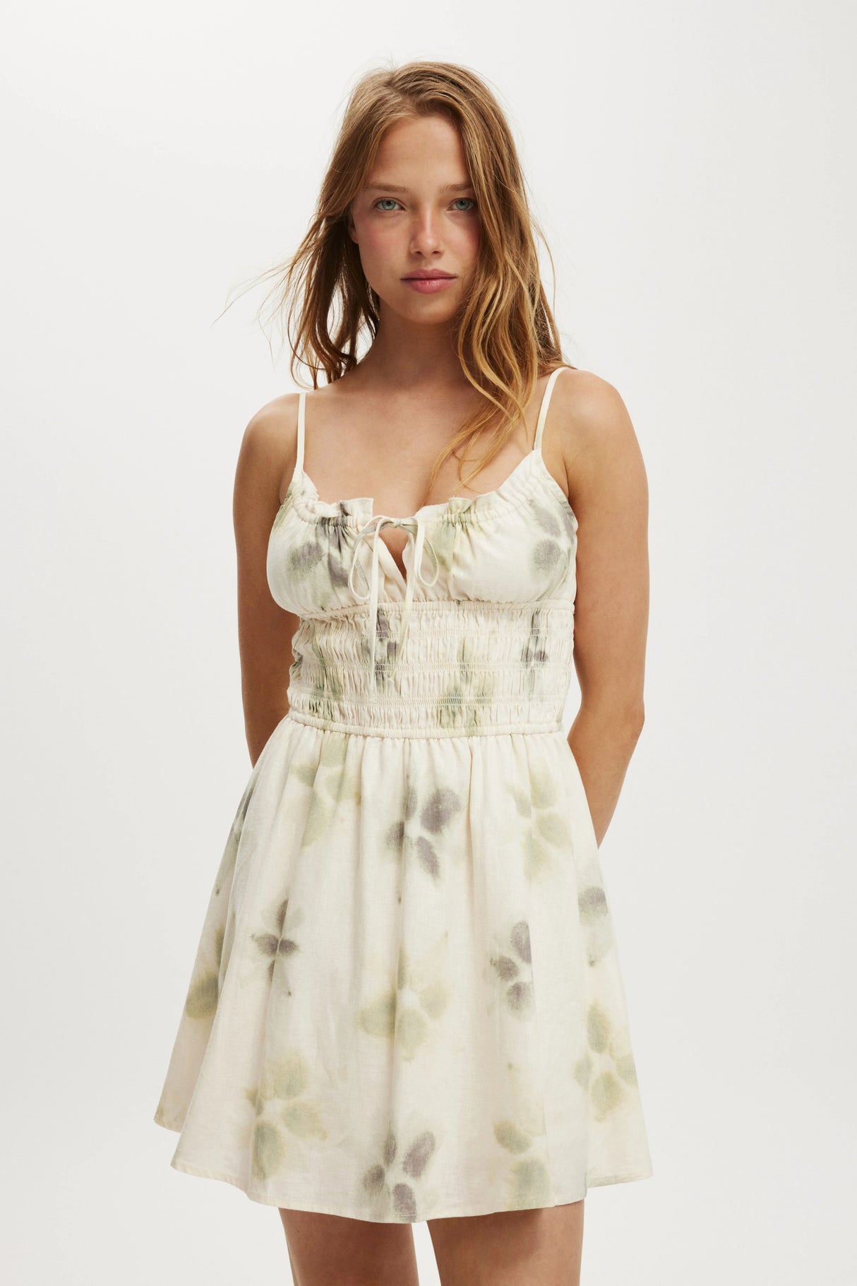 Cotton On Women's Haven Strappy Mini Dress - Floral Watercolour Gardenia