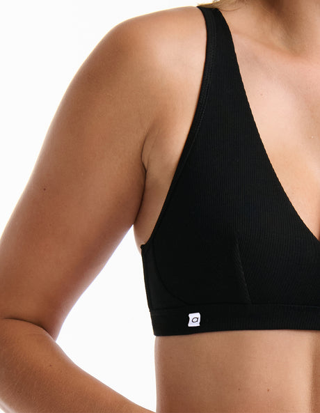 Ambra Refined Rib Plunge Bra - Black