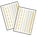 Metallic Temporary Tattoo Gold Silver Glitter Party Body Sticker Waterproof 2 Sheets 067