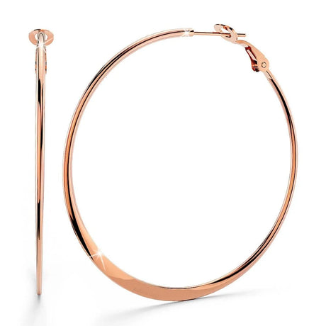 Bullion Gold Semi Flattened Hoop Earrings 50mm