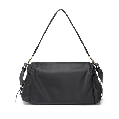 BAMEI Water-Resistant Ballistic Nylon Messenger Bag with Leather Buckle - Black