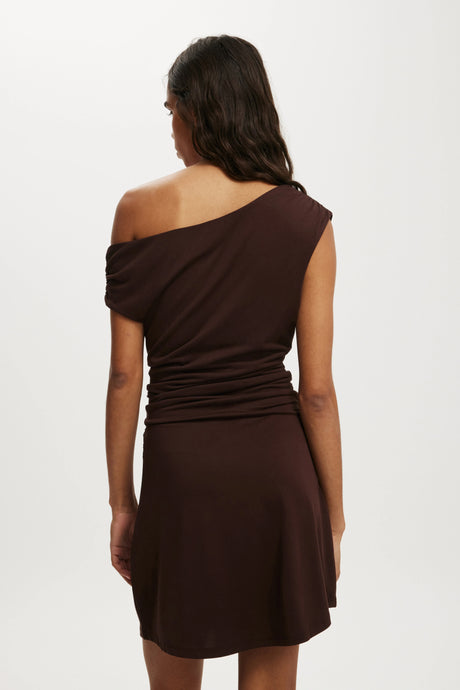 Cotton On Women's Sandy Asymmetric Mini Dress - Dark Oak