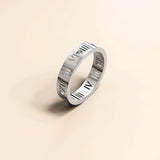 Bullion Gold Romanian Numeral Ring in White Gold
