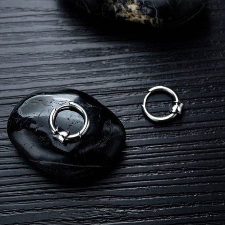 Bullion Gold Round Hoop White Gold Layered Earrings