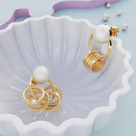 Bullion Gold Helena Pearl & Charm Ring Gold Drop Earrings