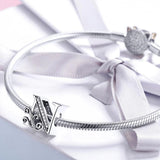 Solid 925 Sterling Silver Vintage Inspired Antique Alphabet Charm
