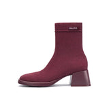 Stretch Knit Sock Boots - Wine