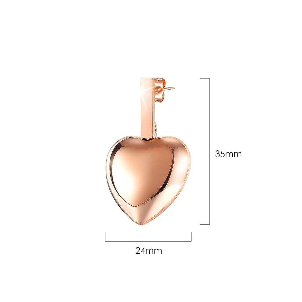 Bullion Gold Beating Heart Stud Earrings in Rose Gold