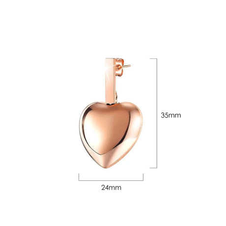 Bullion Gold Beating Heart Stud Earrings in Rose Gold