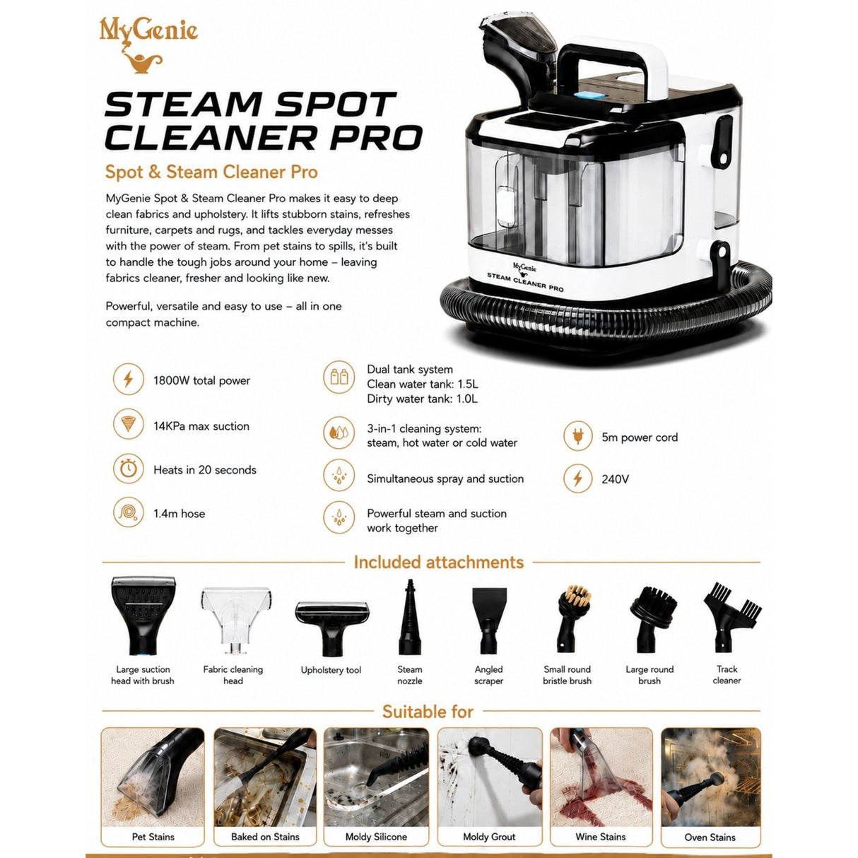 MyGenie Steam Spot Cleaner Pro - White / Blue
