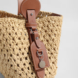 Handwoven Raffia Bucket Bag - Brown