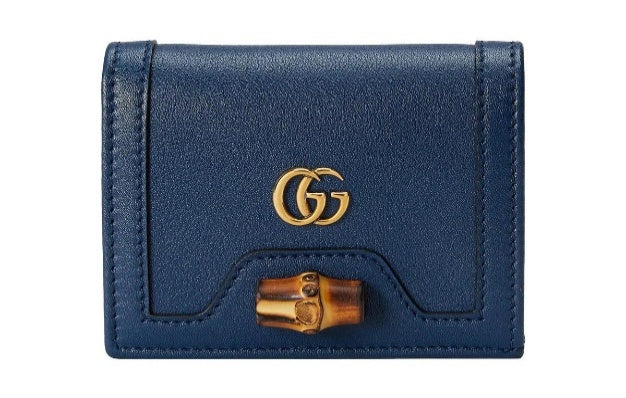 Gucci Leather Wallet With Bamboo - Blue