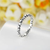 Solid 925 Sterling Silver Many Love Heart Band Ring