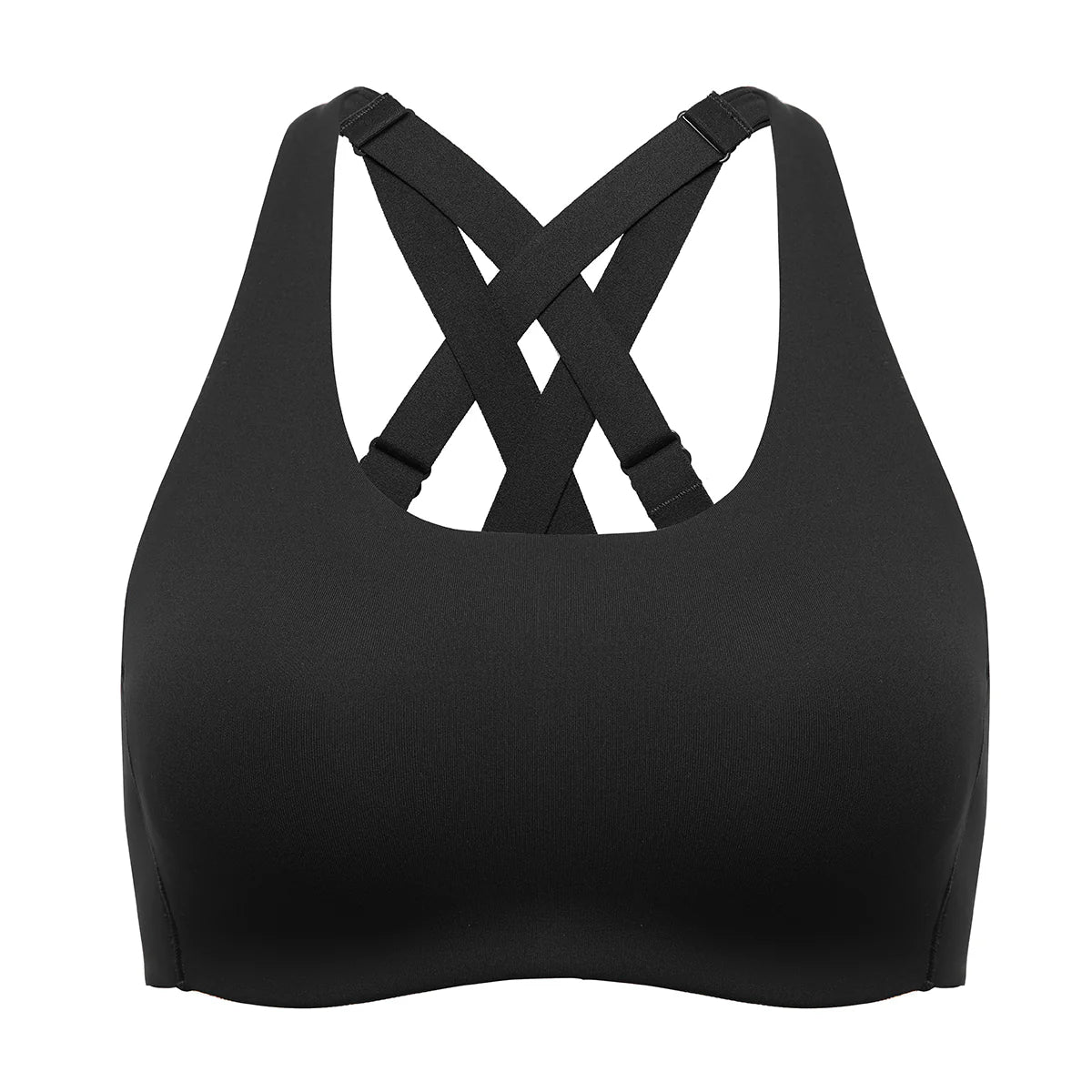 Power On Molded Cup Strappy Racerback Wireless Bra - Black