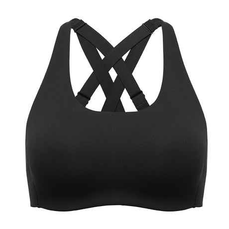 Power On Molded Cup Strappy Racerback Wireless Bra - Black