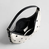 Polka Dot Leather Crescent Shoulder Bag - Ivory