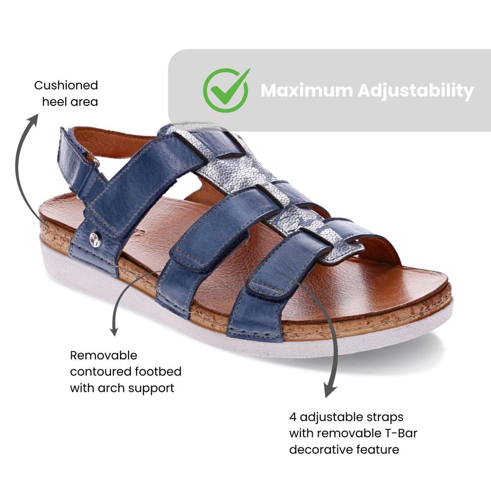 Revere Santorini Gladiator Sandal - Denim