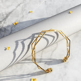 Bullion Gold Three Tiered Hexagon Cuff Bangle in Gold