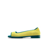 Colorblock Peep Toe Knit Flats - Yellow