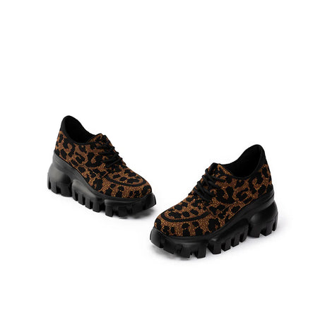 Retro Leopard Platform Sneakers - Leopard