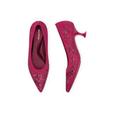 Enchanted Butterfly Pointed Toe Kitten Heels - Rose