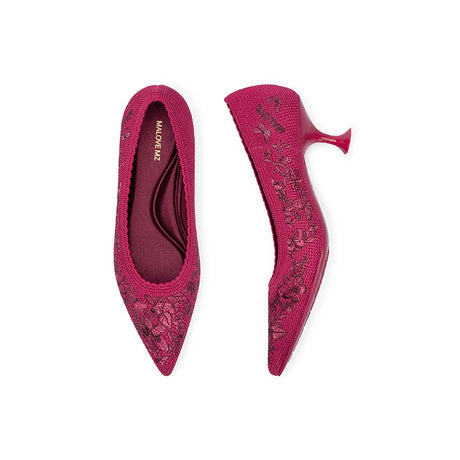 Enchanted Butterfly Pointed Toe Kitten Heels - Rose