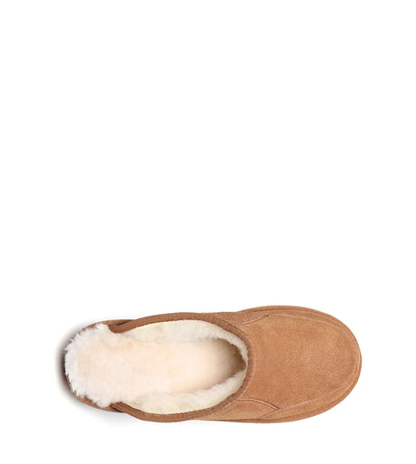 Men Bred Cow Suede Slipper in Chestnut