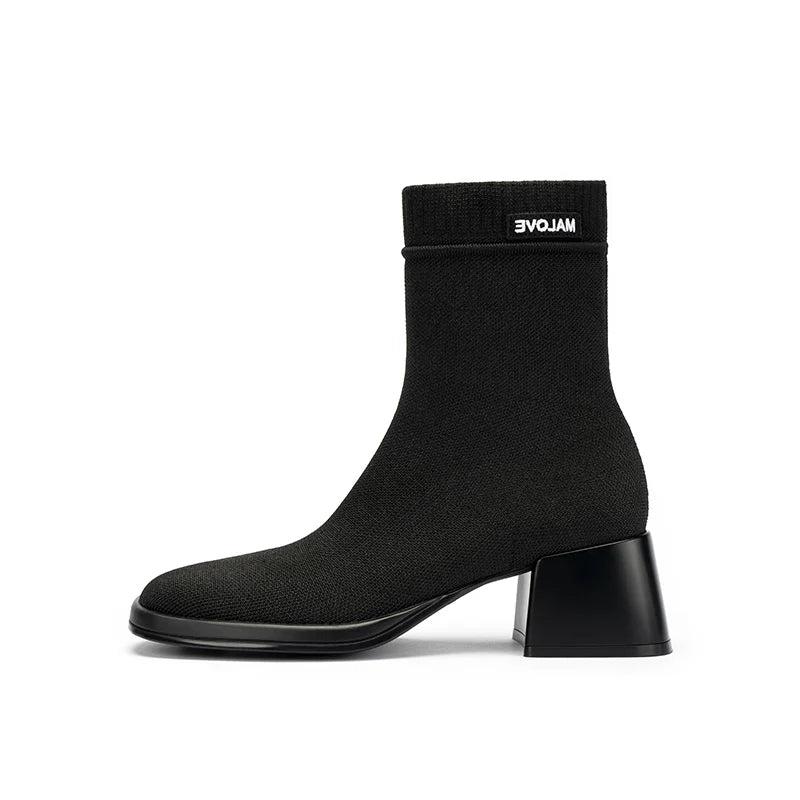 Stretch Knit Sock Boots - Black