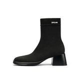 Stretch Knit Sock Boots - Black
