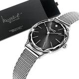 Krystal Couture Krystal Couture Geometric Mineral Glass Feat SWAROVSKI Crystal Watch White Gold Black
