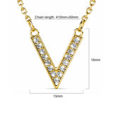 Krystal Couture Luxury V Shaped Pendant Necklace in White Gold Embellished with Swarovski Crystals in Gold