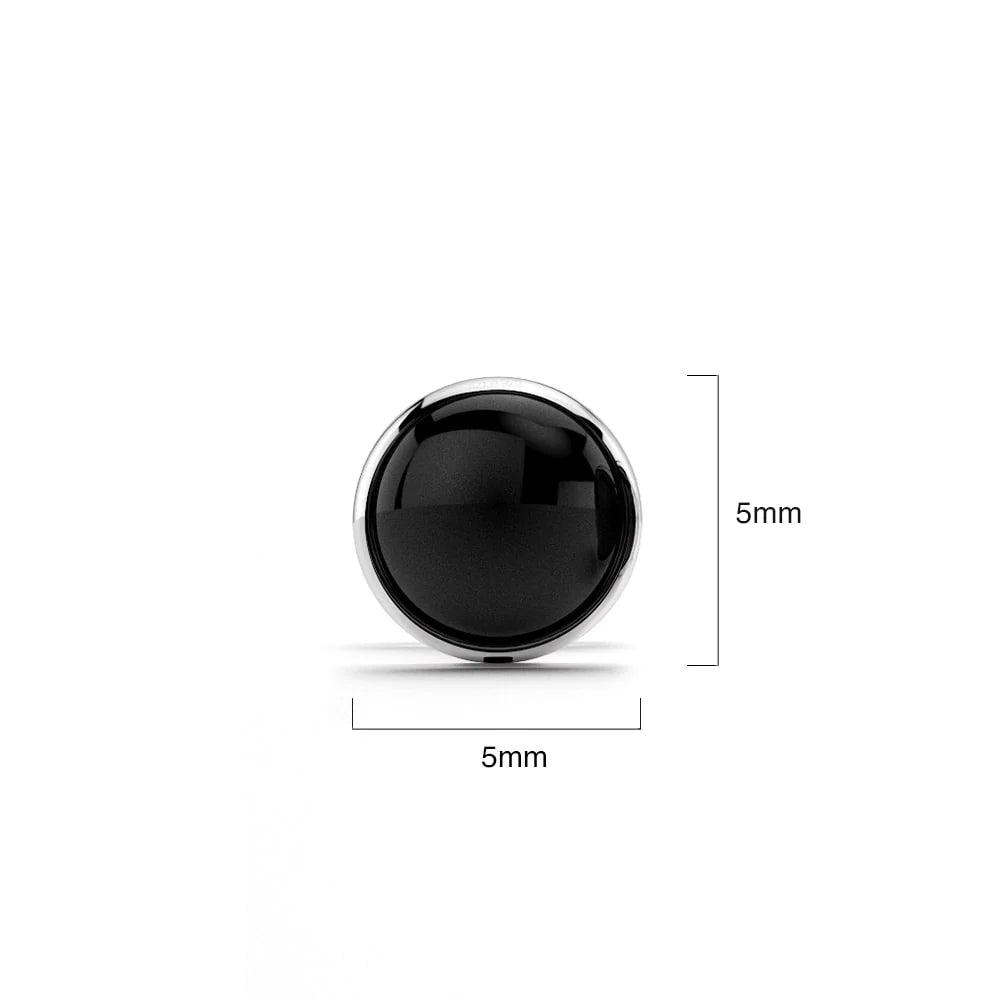 Solid 925 Sterling Silver Bezel Round Onyx Studs