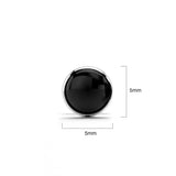Solid 925 Sterling Silver Bezel Round Onyx Studs