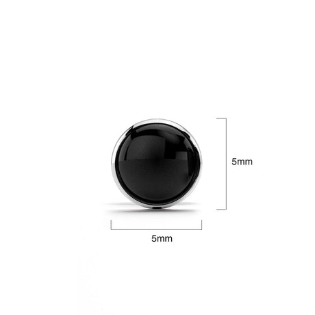 Solid 925 Sterling Silver Bezel Round Onyx Studs