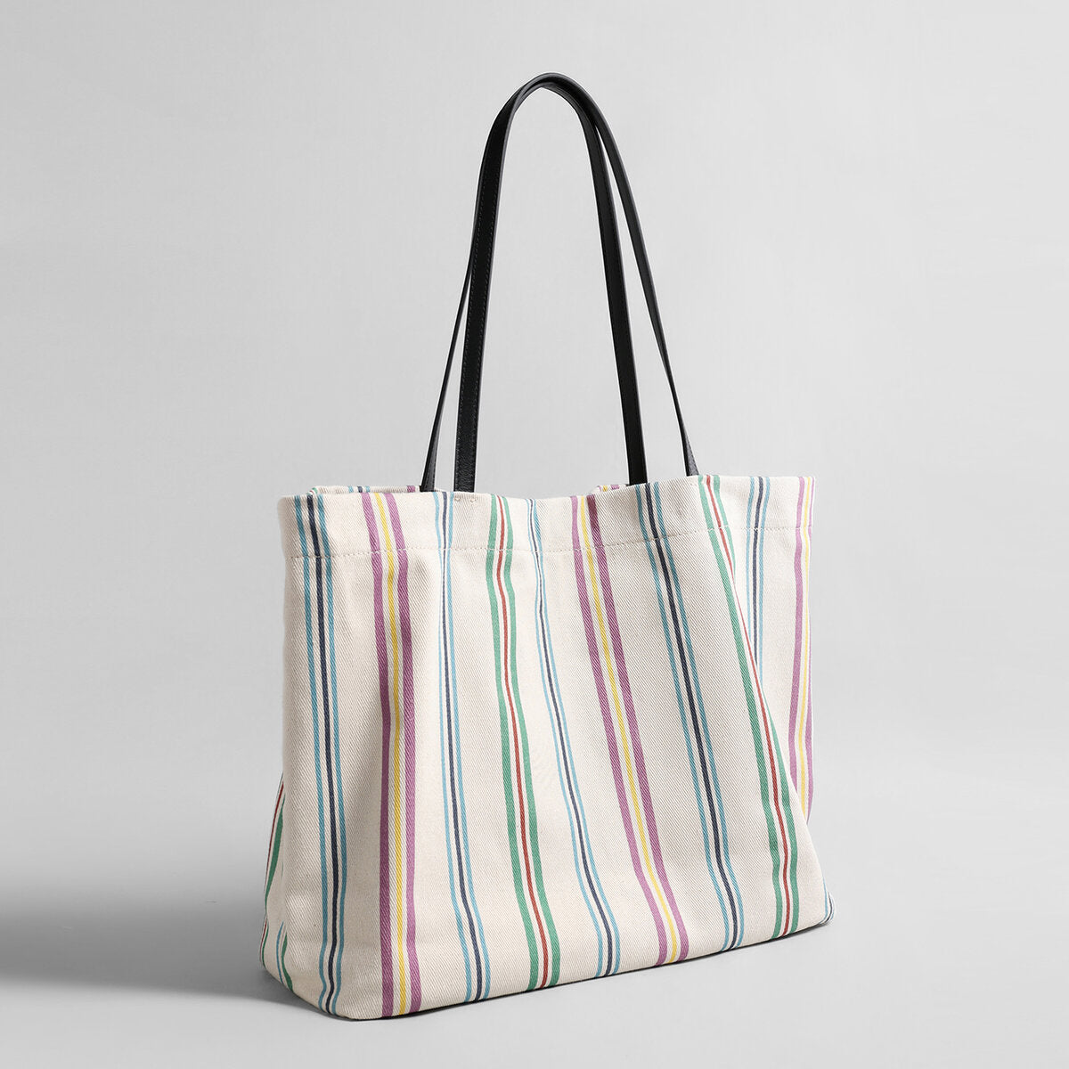 Striped Canvas Tote Bag - Rainbow