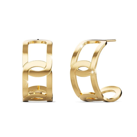 Bullion Gold Intercross Huggie Gold Layered Earrings